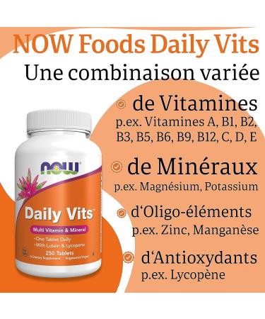Now Foods Daily Vits Daily Vitamins Multivitamins 250 Vegan Tablets Lab Tested Gluten Free Soy Free Vegetarian Non-GMO - Buy Online on GoSupps.com