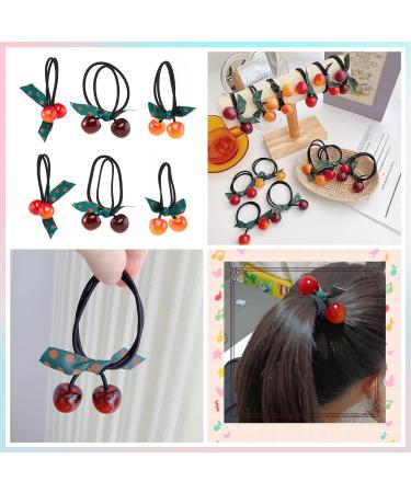 8pcs Cherry Hair Ties | Elastic Hair Rope Rings for Girls | Ponytail Holders & Accessories - Buy Online on GoSupps.com