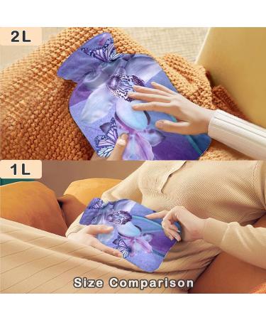 NAANLE Orchid Purple Butterfly Hot Water Bottle 1L for Menstrual Cramps Relief & Heat Therapy | International Shipping - Buy Online on GoSupps.com