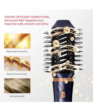 6 in 1 Airstyler Styling Brush Set - 1000W Negative Ion Hair Dryer & Thermal Brush for Perfect Curls - Best Air Styler for Glossy Hair - Violet - Buy Online on GoSupps.com