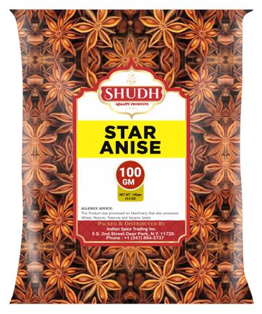 SHUDH Star Anise Seeds (3.5 oz | 100 GM), Whole Chinese Star Anise Pods, Sun Dried Anise Star Spice, Anis Estrella/Badian Khatai/ Illicium Verum, Widely Used for Baking, Cooking, and Tea