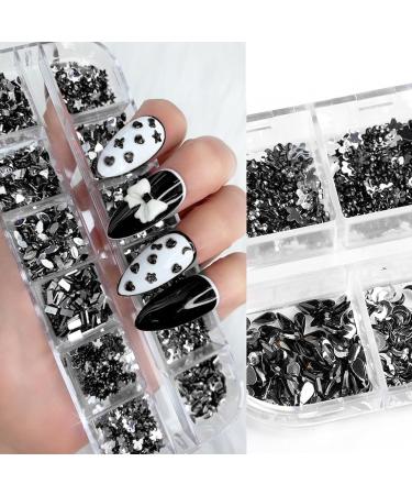Nail Gems 2 Plates Rhinestones for Nail Art 2 Colors 12 Grids Different Shape 3D Nail Art Gems with Rhinestone Picker Dotting Pen for Professionals Beginners Nails Salon Clothes Craft Style2 - Buy Online on GoSupps.com