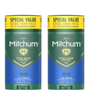 Mitchum Antiperspirant & Deodorant For Men - Invisible Solid - Ice Fresh - Net Wt. 2.7 OZ (76 g) Per Stick - Twin Pack - Pack of 2 Twin Packs