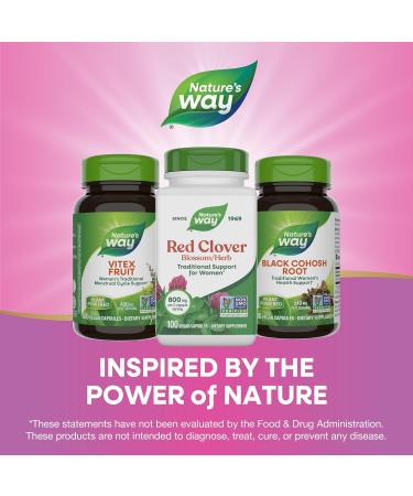Nature's Way Red Clover Blossom 800 mg - 100 Vegan Capsules for Hormonal Balance - Buy Online on GoSupps.com