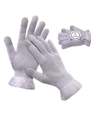 MIG4U Moisturizing Beauty Gloves Touchscreen Overnight Sleeping Glove for Women Dry Hands, Nighttime Lotion, Eczema, SPA, Cosmetic Treatment, grey purple 3 pairs size s/m S/M Grey Purple-3 Pairs