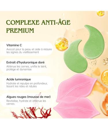 60pcs Patch yeux Acide hyaluronique Collag ne Masque pour les yeux R utilisable contre les cernes Poches Rides Cercles fonc s Puffiness Eye Patch Hydrogel Deux masques l vres gratuits Avocat - Buy Online on GoSupps.com
