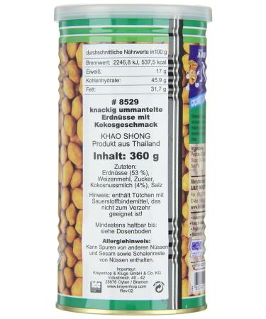 Khao Shong Coconut Flavor Coated Peanuts - Crispy Spicy-Sweet Snack | 360g Can (2-Pack) - International Shipping Available - Buy Online on GoSupps.com