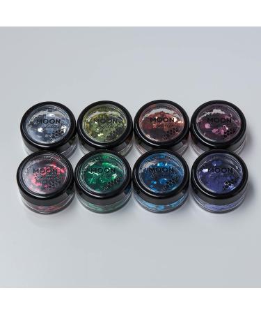 Moon Glitter Blue Chunky Glitter - Cosmetic Festival Makeup for Face, Body, Nails, Hair, Lips - 3g - Buy Online on GoSupps.com