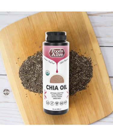 Foods Alive Organic Chia Oil (8oz) - Cold Pressed Chia Seeds, High in ALA Omega 3 | Salad Dressing, Gluten Free, Keto | 8 Fl Oz (Pack of 1) - Buy Online on GoSupps.com