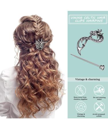 2 Pieces Viking Celtic Hair Clips Hairpin Dragon Hair Sticks Hairpin Triangle Clips Slide Pin Hair Stick Celtic Knot Viking Jewelry Hair Accessories for Women and Ladies - Buy Online on GoSupps.com