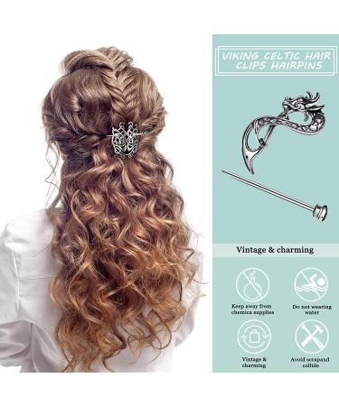 Viking Celtic Dragon Hair Clips - 2 Piece Set for Women | Norse Knot Hair Stick Accessories - Buy Online on GoSupps.com