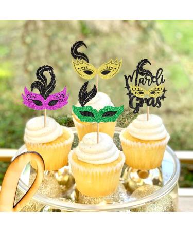 Cyodoos 24Pcs Masquerade Masks Cupcake Toppers Color Glitter Bachelorette Party Mask Cupcake Food Fruit Picks Masquerade Mardi Gras Party Baby Shower Birthday Party Cake Decor Supplies Masks1 - Buy Online on GoSupps.com