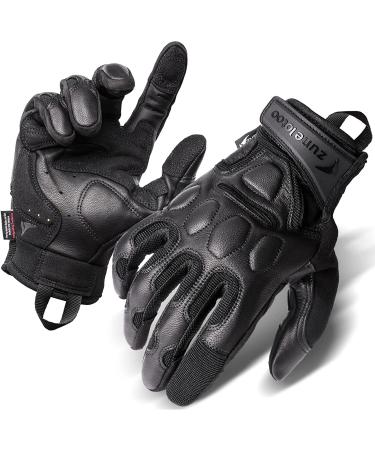 Zune Lotoo Leather Motorcycle Gloves Fingerless & Full Finger, Touchscreen Tactical Work Gloves with EVA Impact Protection, XRD Abrasion Resistant for Men Women Driving Riding Range Range Warehouse Full Finger X-Large-New