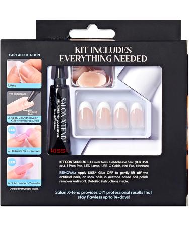 KISS Salon X-tend Starter Kit Press On-Nails Nail Glue included Pure Light White Medium Size Oval Shape 36 Ct. - Buy Online on GoSupps.com