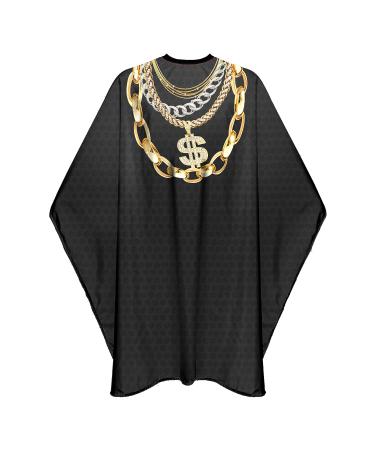 Barber Cape for Men Hair Cutting Salon Cape with Snap Closures Waterproof Professional Large Barber Hairdresser Cape- 63 56 (Dollar Chain) Snaps (Dollar Chain)