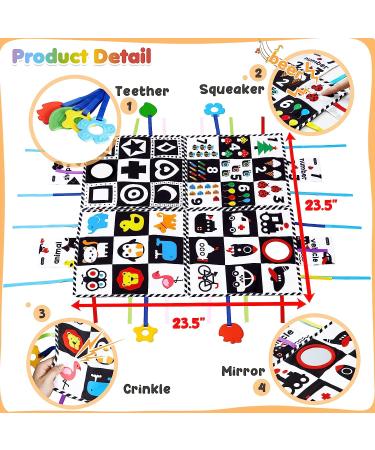 Beiens Baby Toys 0-6 Months: Tummy Time Crinkle Toys with Mirror | High Contrast Black and White Baby Gift Set | Boy Girl Play Mats - Buy Online on GoSupps.com