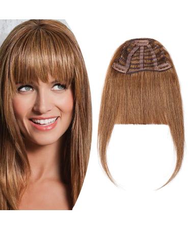 SEGO Pony Hairpiece Fringe Clip On In Front Hair Real Hair One Piece Extension 100% Remy Human Hair Light Brown #6 25 g