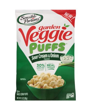Sensible Portions Garden Veggie Sour Cream & Onion Flavored Baked Corn Puffs, 3 oz (Pack of 6)