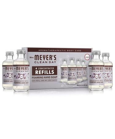 MRS. MEYER'S CLEAN DAY Foaming Hand Soap Concentrated Refills, 4 Concentrated Refills (2 Fl. Oz each), Lavender Scent, Makes 40 Fl. Oz. of Foaming Soap Total