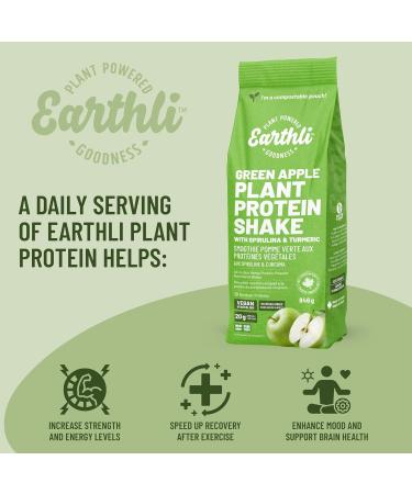 Earthli Green Apple Plant Protein Shake (846g) | Hemp Based Superfood | 20g Protein & 7g Fibre | Keto Friendly Non-GMO No Added Sugar | Vegan Plant-based Protein Powder | Nutritional Shake - Buy Online on GoSupps.com