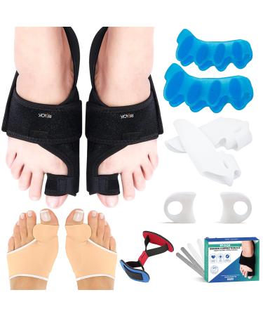 11pcs Bunion Corrector for Women & Men - Bunion Relief Kit with Toe Separators and Bunion Splints Hammer and Big Toe Separator, Spacers and Straighteners, Exercise Strap for Hallux Valgus Correction Bunion Corrector Kit