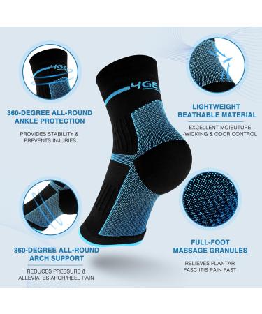 Plantar Fasciitis Relief Kit: Compression Foot Sleeves & Arch Support Insoles - XL Size, Blue - 1 Pair for Men & Women - Buy Online on GoSupps.com