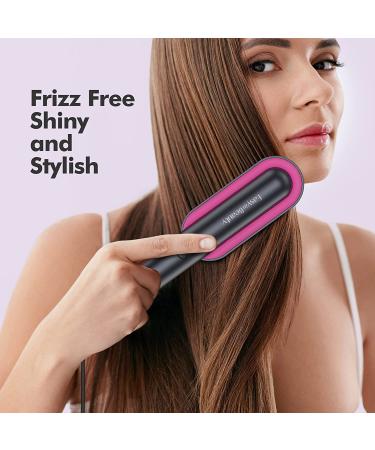 EasyinBeauty Ionic Hair Straightener Brush with 4 Adjustable Levels - Professional Fast-heating Straightening Brush for Smooth, Silky Hair - Ceramic Brush with LED - Buy Online on GoSupps.com