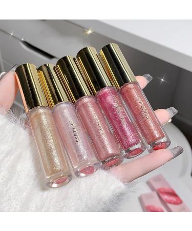 Shop 5 Colors Shimmery Glitter Lip Gloss Set - Plumping Hydrating Lip Glow Oil | High Shine Sparkling Lipstick Makeup - International Shipping Available - Buy Online on GoSupps.com