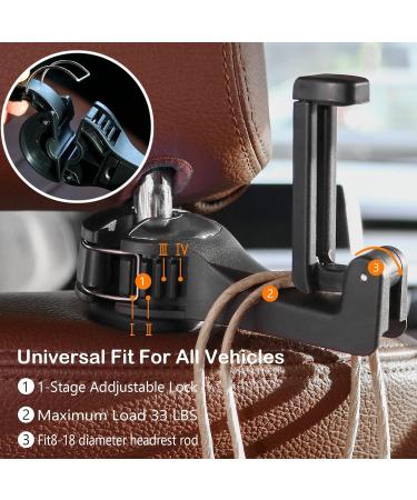 PKKP 2-Piece Car Headrest Hooks & Phone Holder - 360 Rotatable Universal Accessory for Bags Wallets & Food - Silver - Buy Online on GoSupps.com