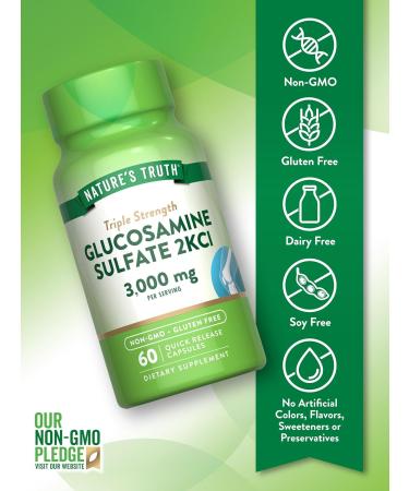 Nature's Truth Glucosamine Sulfate Capsules | 3000mg | 60 Count | Triple Strength | Non-GMO & Gluten Free Supplement - Buy Online on GoSupps.com