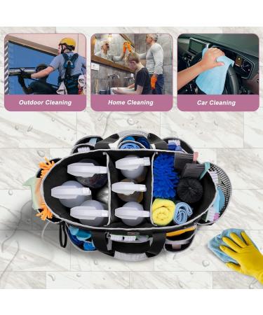 LoDird Cleaning Caddy Bag with 3 Compartments and Pockets - Black/Grey, Organizer for Supplies - Handle & Shoulder Strap, Multifunctional - Buy Online on GoSupps.com