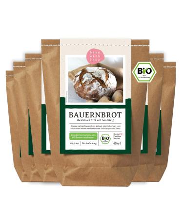 Farm bread organic baking mix - bread baking mix for sourdough bread - Baking bread with sourdough bread baking maker - Bake with love - (6 Pack) 430 g (6 Pack)