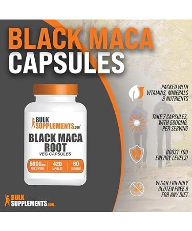 BULKSUPPLEMENTS-COM Black Maca Root Capsules - Black Maca Root Supplement Black Maca for Women & Men Black Maca Capsules - 7 Capsules per Serving (5000mg) 420 Veg Capsules - Buy Online on GoSupps.com