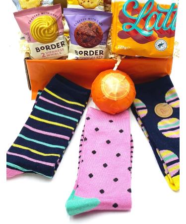 Gift Box by Inside the Box Gifts (Latte Ground Coffee w Biscuits Socks & Bath Bomb) - Buy Online on GoSupps.com