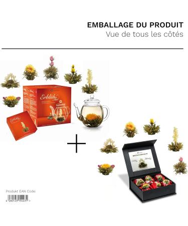 Creano Tea Flower Mix - BloomingTea Gift Set with Glass Jar (500ml) + 6 Tea Flowers in Magnetic Box in 6 Varieties | White Te - Buy Online on GoSupps.com