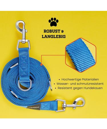 Vitazoo Adjustable Dog Leash - 3m Graphite Nylon with Carabiners for All Dog Sizes - 4 Lengths in Blue - Buy Online on GoSupps.com