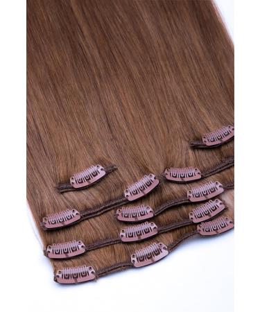 Shop 100% Indian Remy Clip-In Hair Extensions | 45cm Light Brown | High-Quality 7-Piece Set - Buy Online on GoSupps.com