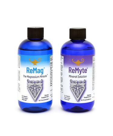 RnA ReSet - ReMag High Absorption Magnesium Liquid, ReMyte Mineral Solution, 12 Minerals Including Iodine, Selenium, Zinc, Magnesium, Boron, 240 ml Each - by Dr. Carolyn Dean 8.12 Fl Oz (Pack of 2)