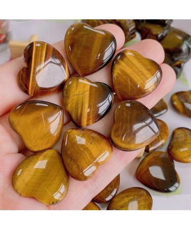 Xiannvxi 20pcs Heart Stones Set - Tiger Eye Natural Healing Crystals for Love & Luck | Raw Gemstones | International Shipping - Buy Online on GoSupps.com