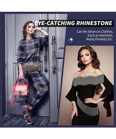 1 Yard Silver Rhinestone Fringe Trim for Sewing Crafts & Wedding Party - Crystal Diamond Ribbon Tassel Chain for Female Jewelry - Buy Online on GoSupps.com