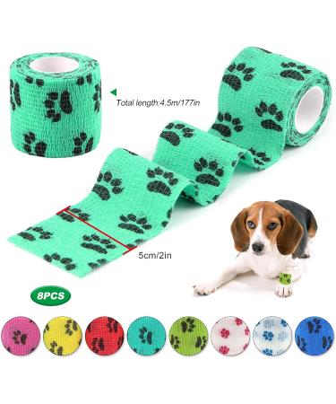 Pet Vet Wrap for Dogs 8 Rolls Dog Bandages Self Adhesive Elastic Bandage Breathable Vet Wrap Tape for Legs Paws Wrist Ankle 5cm x 4.5m - Buy Online on GoSupps.com