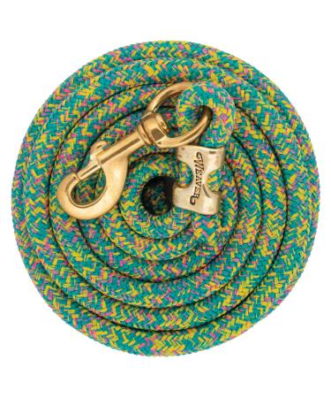 Poly Lead Rope with Solid Brass 225 Snap 10-feet Mosaic - Turquoise/Hot Pink/Light Yellow