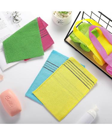 7 Pcs Korean Exfoliating Washcloth and Mitts Set - Long Back Wash Towel for Shower and Massage - Multicolor Scrub Mitts for Removing Dry Skin - Buy Online on GoSupps.com