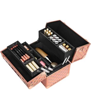 Songmics Rose Gold Cosmetic Case - Lockable Make-Up Organizer for Travel & Hairdressers | Stylish Storage for Visagists | JBC323RD Pink Gold - Buy Online on GoSupps.com