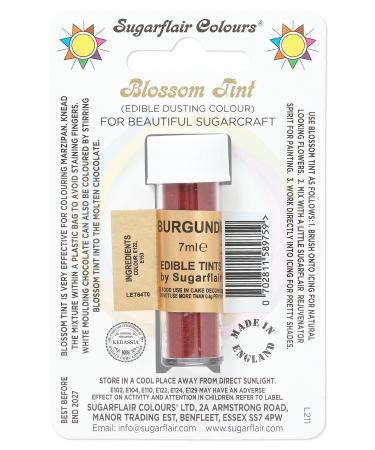 Sugarflair Burgundy Blossom Tint Food Colouring and Dusting Powder Matt Finish Brush On or Mix with Rejuvenator Spirit to Create a One of A Kind Cake - 7ml