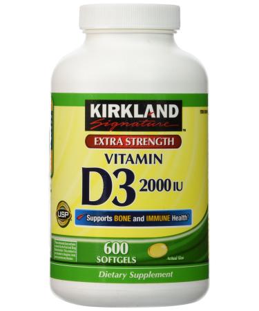 Kirkland Extra Strength Vitamin D-3 2000 IU 600 Soft Gels - Buy Online on GoSupps.com