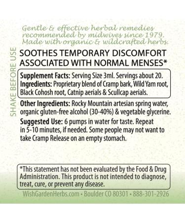 WishGarden Herbs Cramp Release - Natural Menstrual Cramp Relief Supplement with Cramp Bark Tincture - Supports Healthy Hormone Cycle & Relaxation - 2oz - Buy Online on GoSupps.com