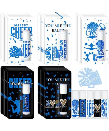 Loopeer 30 Pcs Blue Cheers Lip Balm Cheer Teams Gifts Bulk Cheerleaders Party Stuff Cheerleading Camp Gifts Bulk for Cheerleaders Party Favors Stocking Stuffers