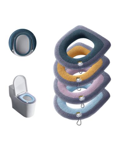 Toilet Seat Cover Warmers, Cotton Toilet Seat Covers 4 Color Pack, Thick Coves Warmer For Elongated, Round, Oblong Toilet Seat Covers, Washable, Universal Fit (Size: 4 Color Set) 4set