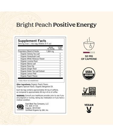 Yogi Peach Bergamot Bright Day Organic Tea, Contains Caffeine Vegan Friendly Kosher USDA Certified Organic 16 Tea Bags - Pack of 6 - Buy Online on GoSupps.com